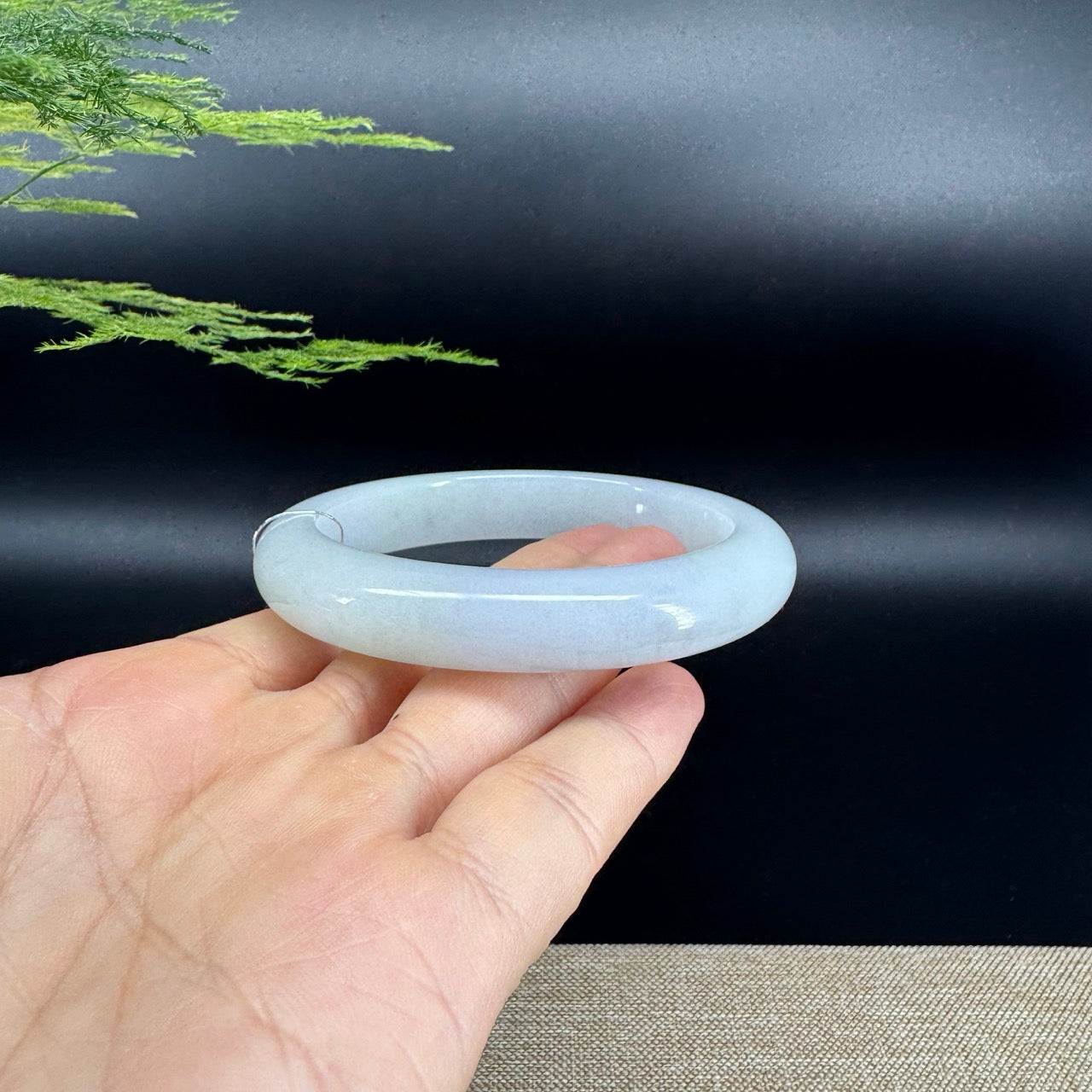 Genuine Burmese Light Lavender Green Jade Jadeite Bangle Bracelet ( 60.7mm )