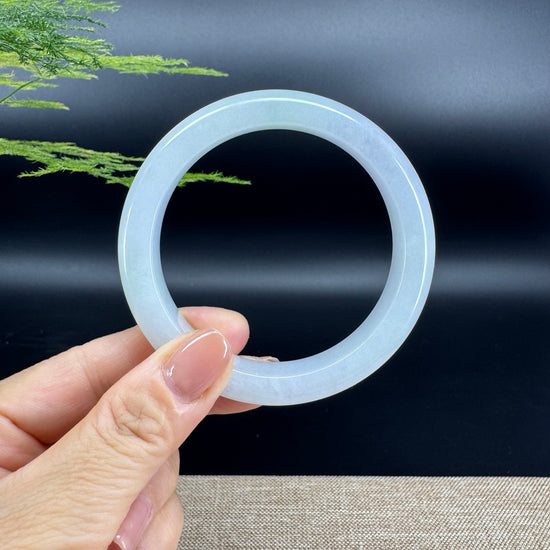 Genuine Burmese Light Lavender Green Jade Jadeite Bangle Bracelet ( 60.7mm )