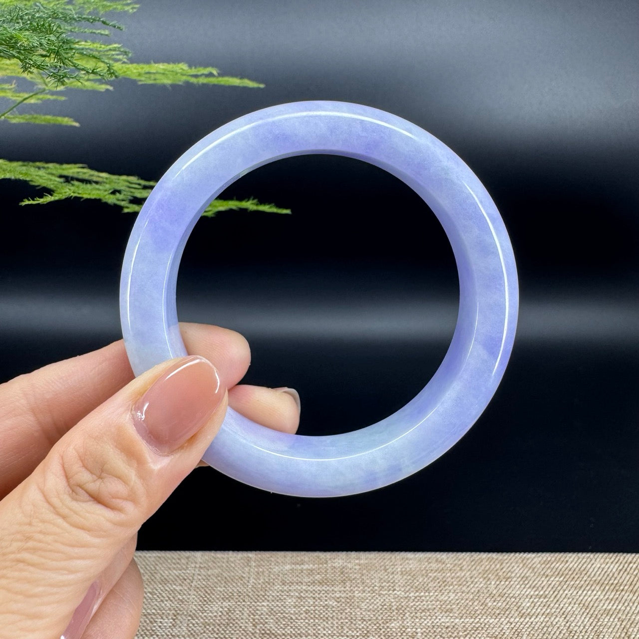 Genuine Burmese Lavender Green Jade Jadeite Bangle Bracelet (57.7mm)