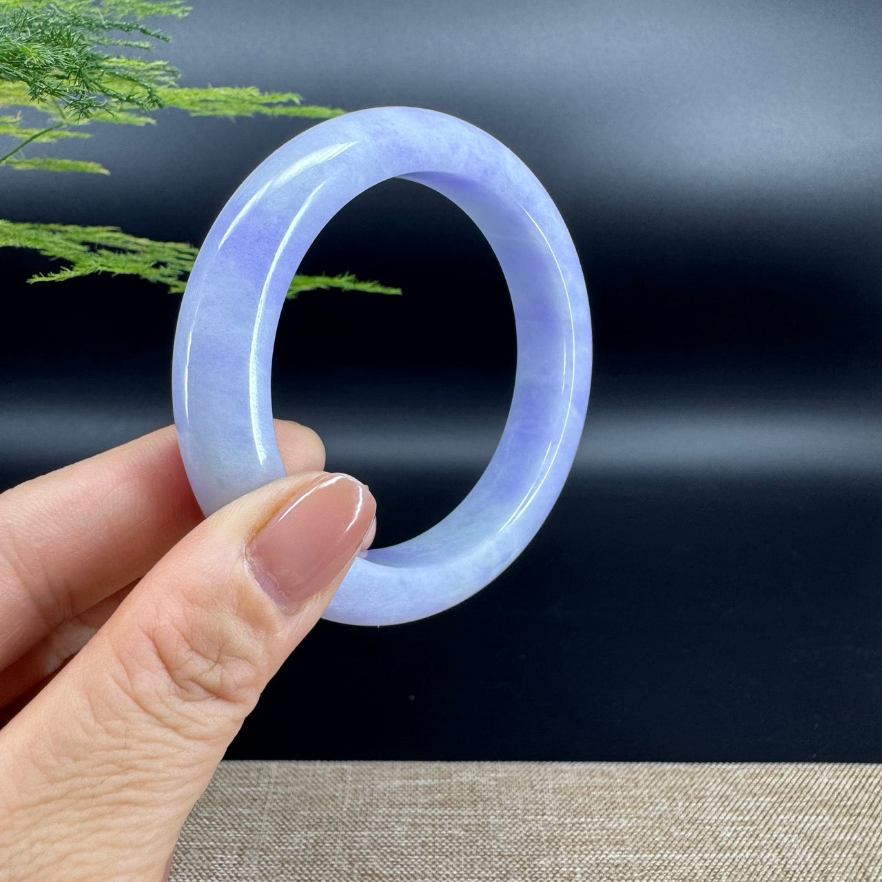 Genuine Burmese Lavender Green Jade Jadeite Bangle Bracelet (57.7mm)