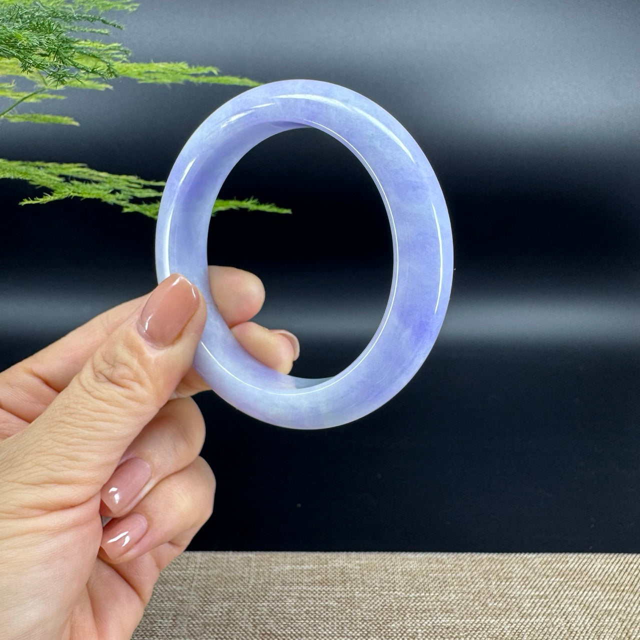 Genuine Burmese Lavender Green Jade Jadeite Bangle Bracelet (57.7mm)