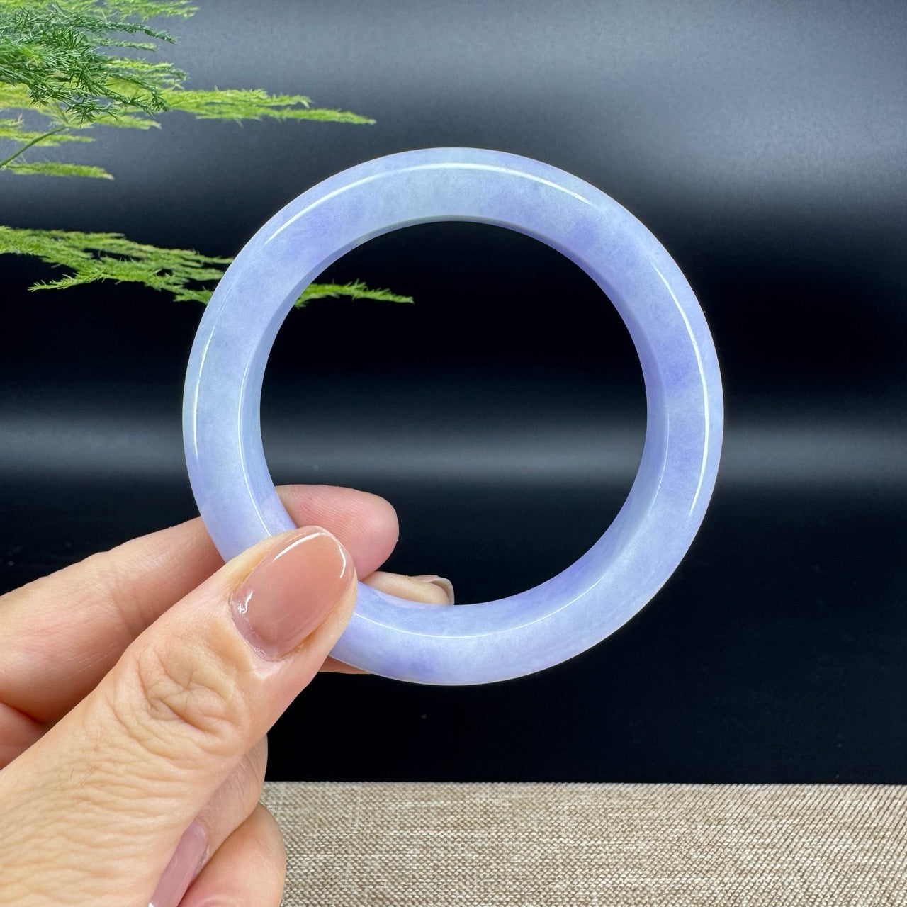 Genuine Burmese Lavender Green Jade Jadeite Bangle Bracelet (57.7mm)