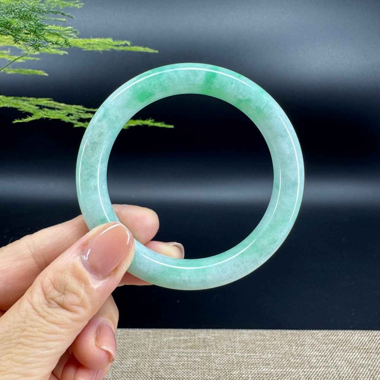 Genuine Burmese Green Jade Jadeite Bangle Bracelet (55.7mm)