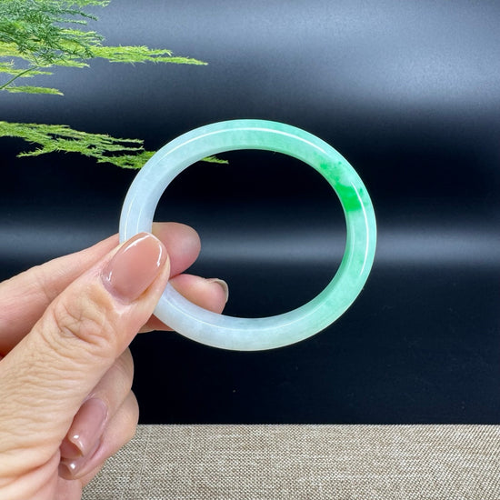 Genuine Burmese Icy Green Jade Jadeite Bangle Bracelet (52.8*45.8mm)
