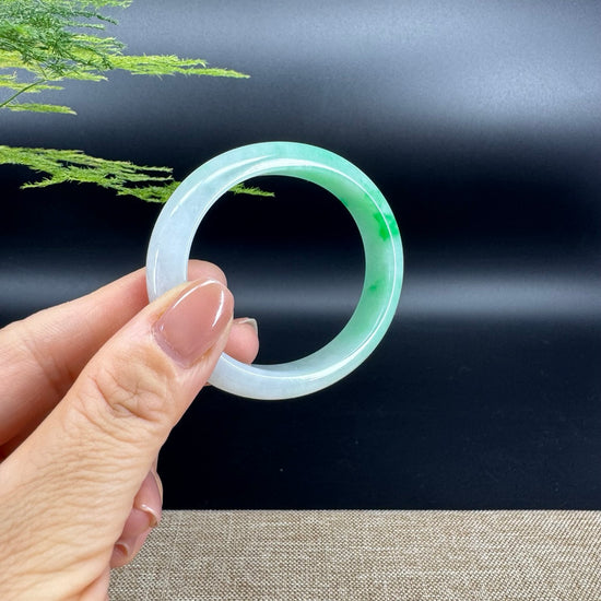 Genuine Burmese Icy Green Jade Jadeite Bangle Bracelet (52.8*45.8mm)
