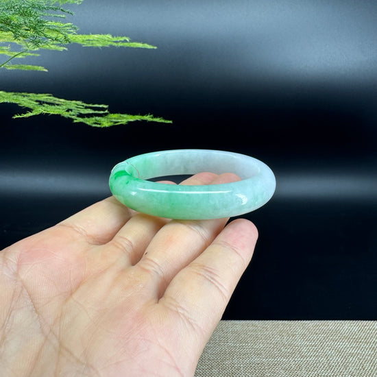 Genuine Burmese Icy Green Jade Jadeite Bangle Bracelet (52.8*45.8mm)