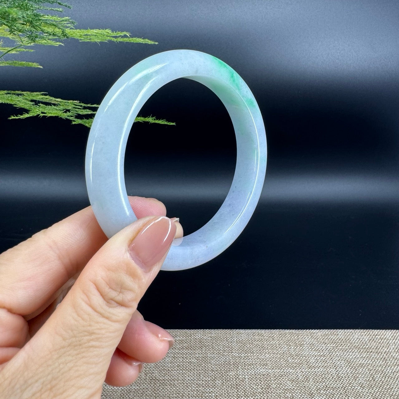 Genuine Burmese Lavender Green Jade Jadeite Bangle Bracelet ( 61.6mm )