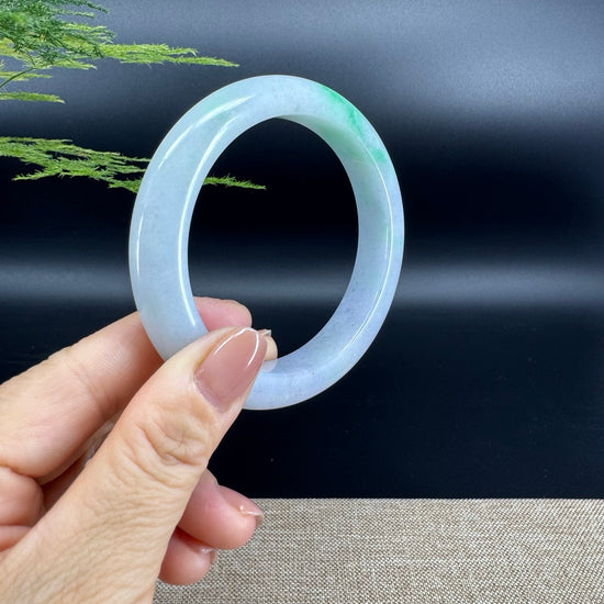 Genuine Burmese Lavender Green Jade Jadeite Bangle Bracelet ( 61.6mm )
