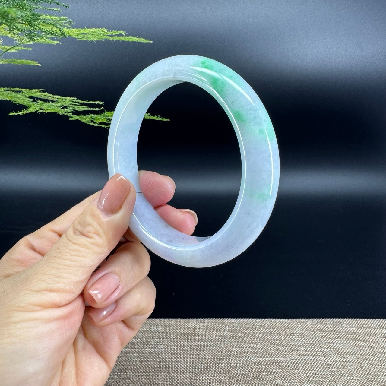 Genuine Burmese Lavender Green Jade Jadeite Bangle Bracelet ( 61.6mm )