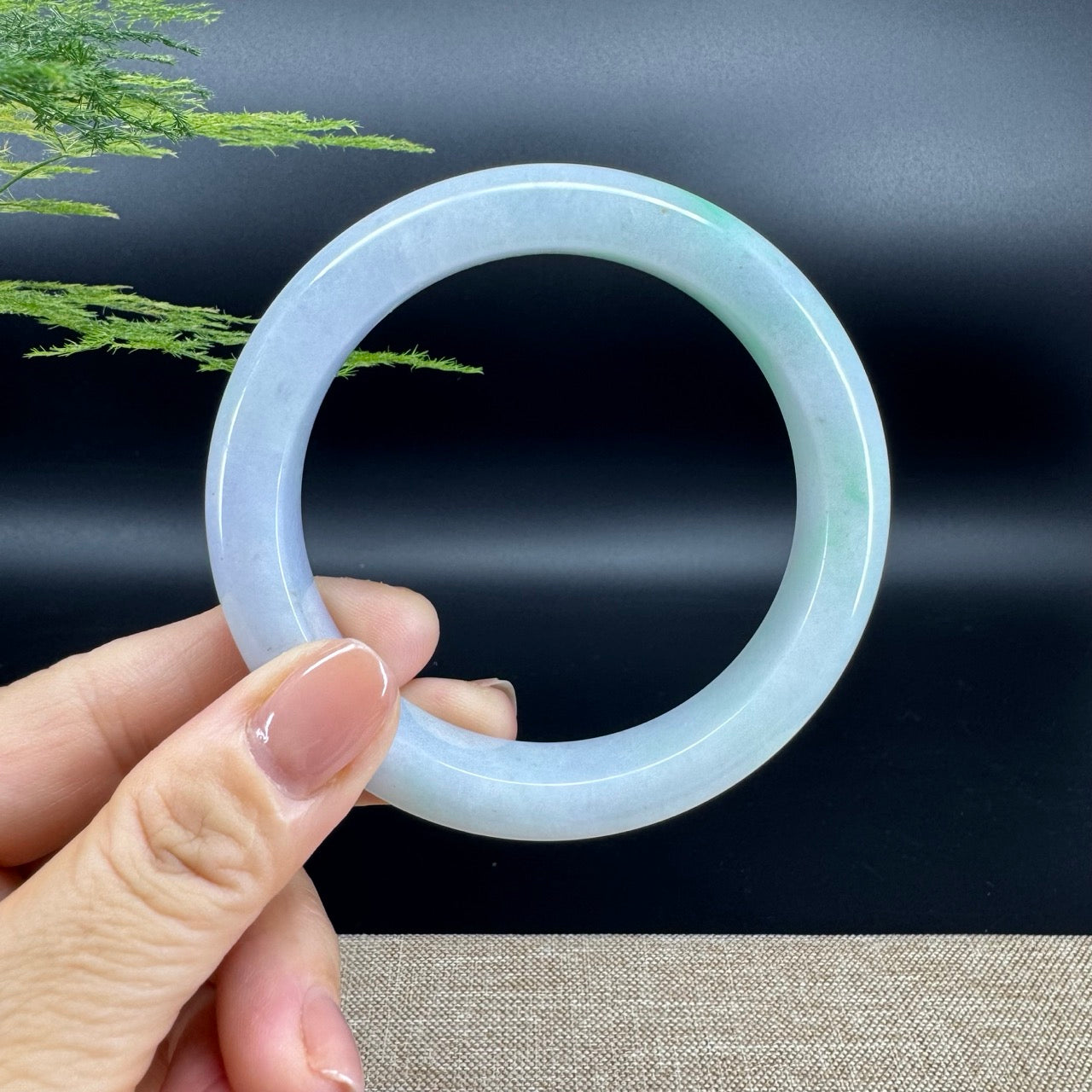Genuine Burmese Lavender Green Jade Jadeite Bangle Bracelet ( 61.6mm )
