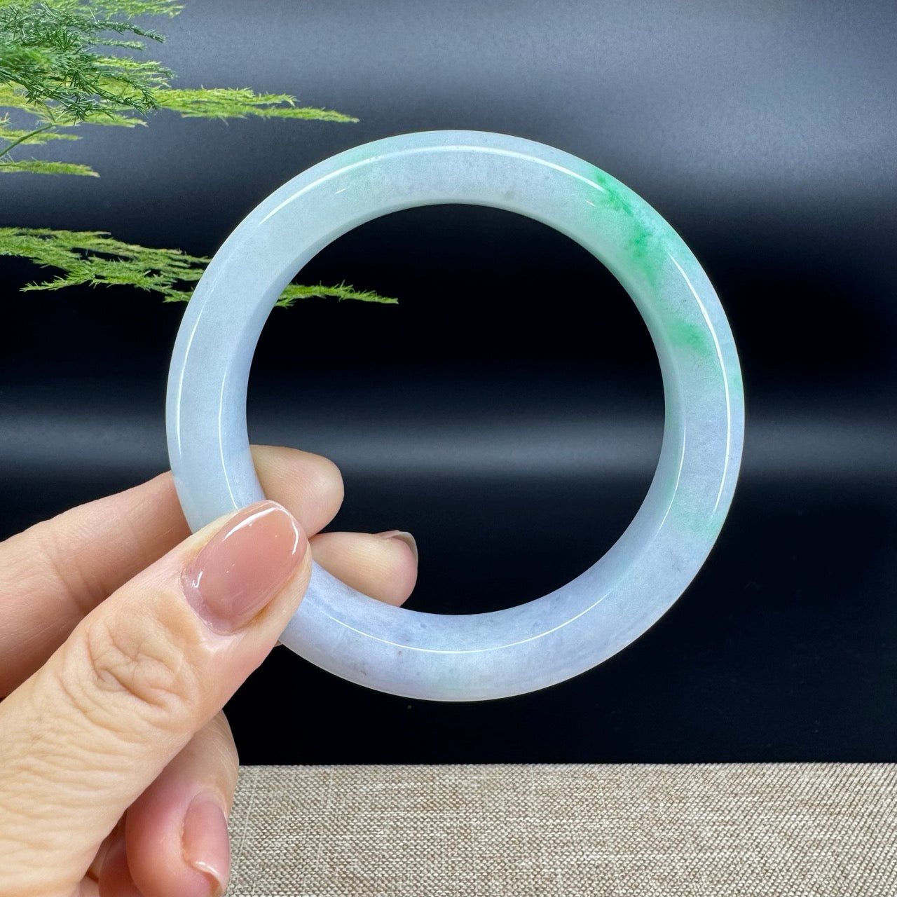Genuine Burmese Lavender Green Jade Jadeite Bangle Bracelet ( 61.6mm )