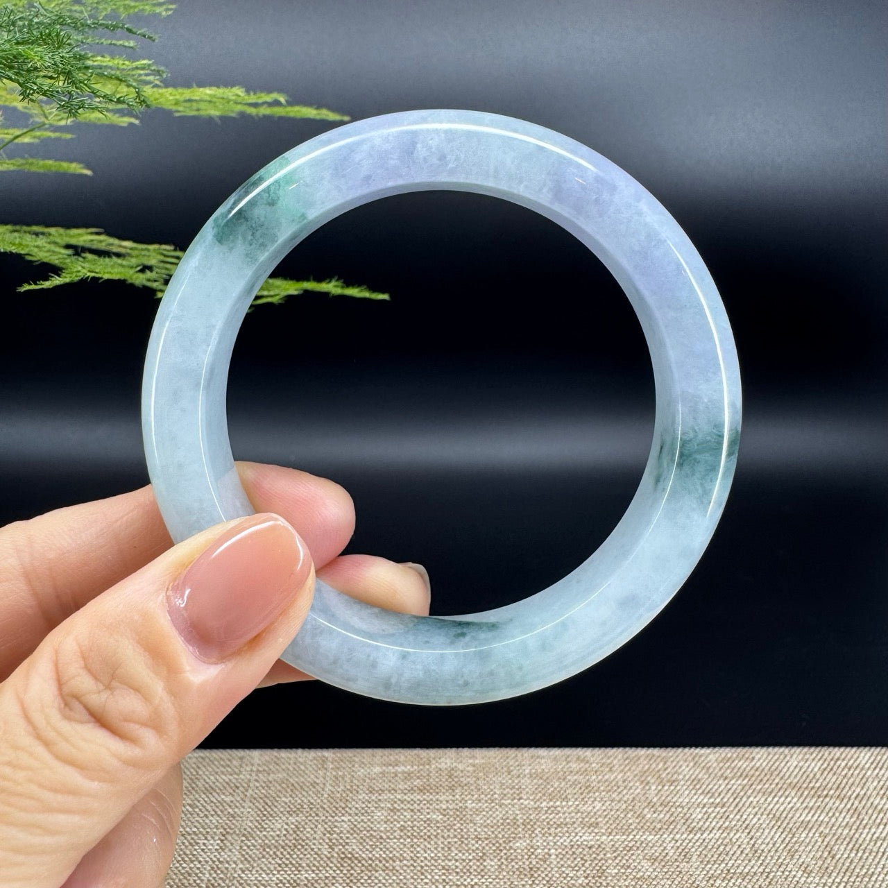 Genuine Burmese Lavender Green Jade Jadeite Bangle Bracelet ( 57.3mm )