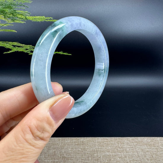 Genuine Burmese Lavender Green Jade Jadeite Bangle Bracelet ( 57.3mm )