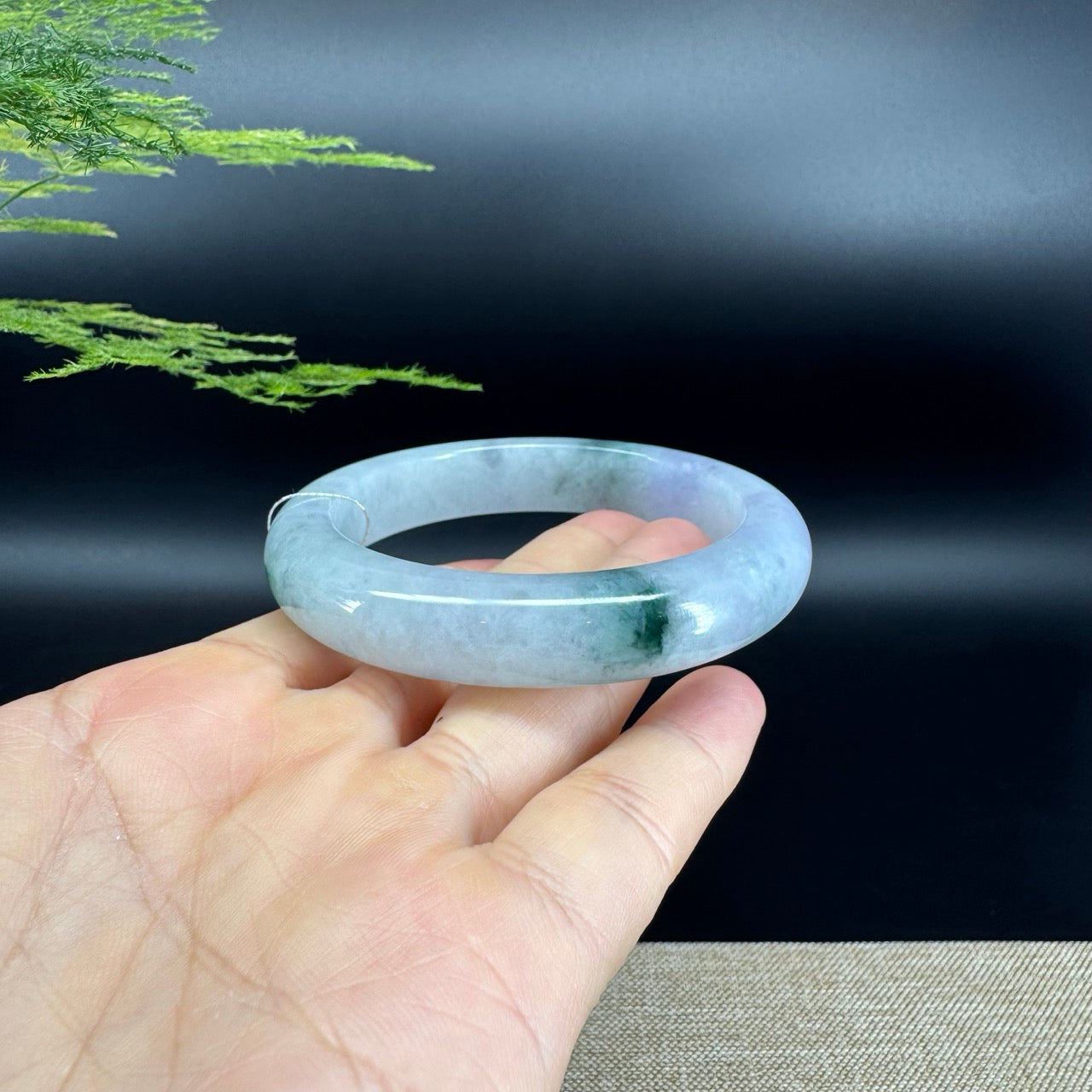 Genuine Burmese Lavender Green Jade Jadeite Bangle Bracelet ( 57.3mm )