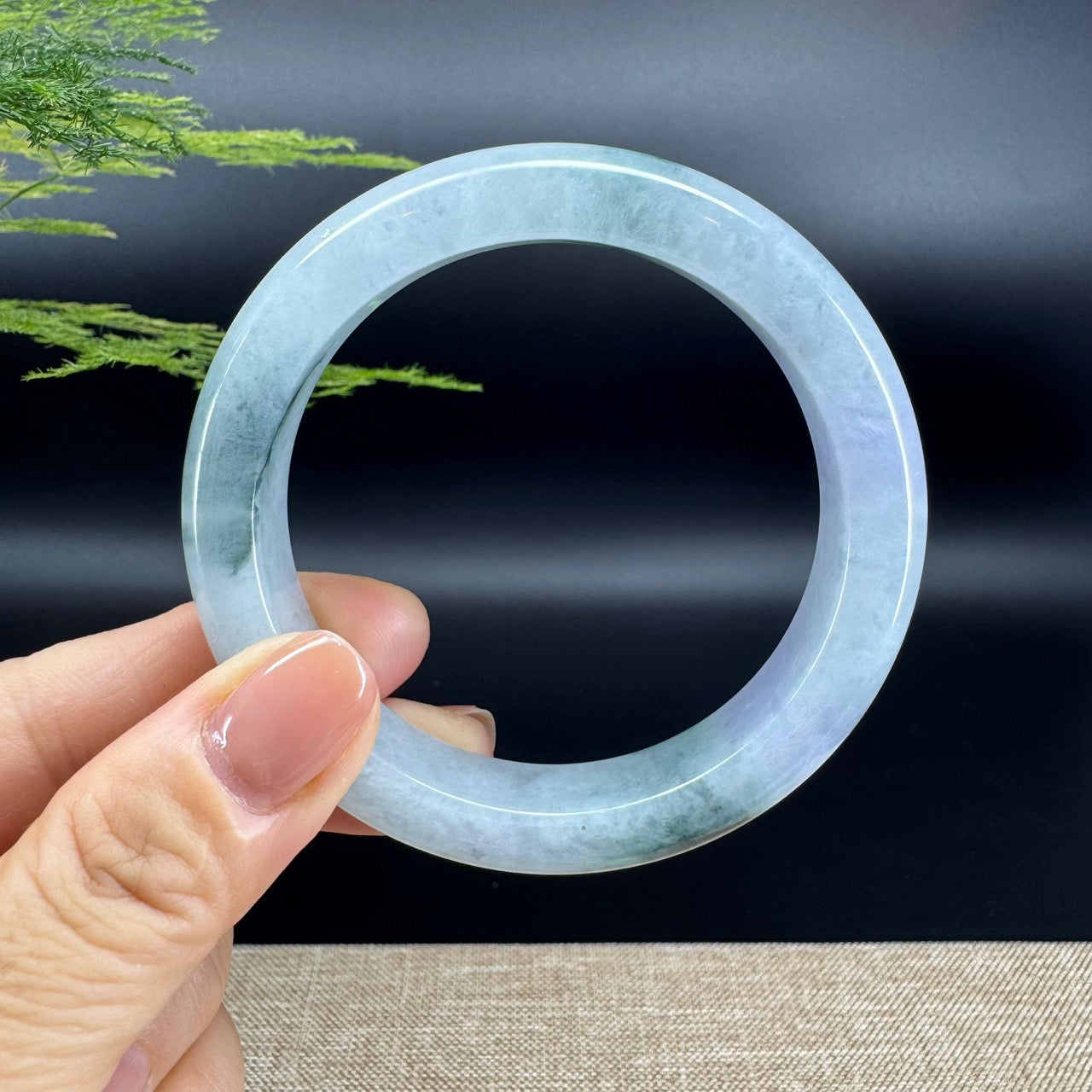 Genuine Burmese Lavender Green Jade Jadeite Bangle Bracelet ( 57.3mm )