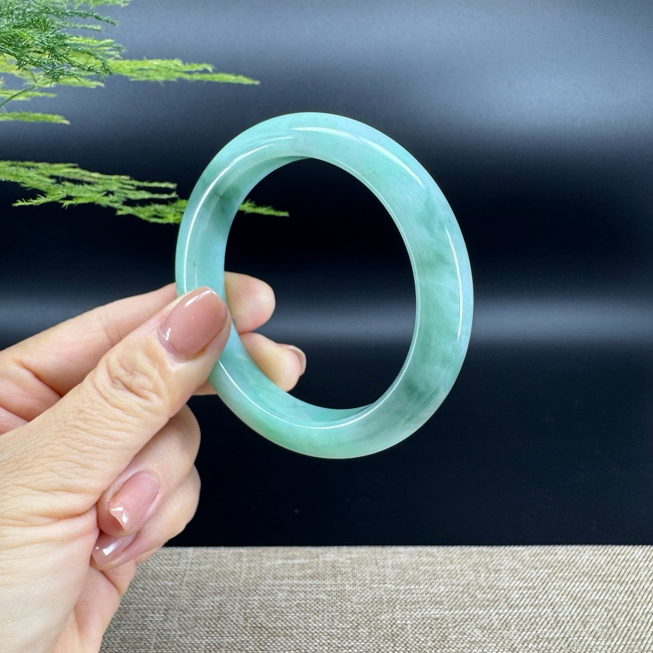 Genuine Burmese Green Jade Jadeite Bangle Bracelet ( 56.6mm)