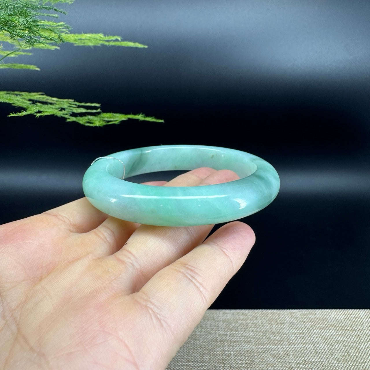 Genuine Burmese Green Jade Jadeite Bangle Bracelet ( 56.6mm)
