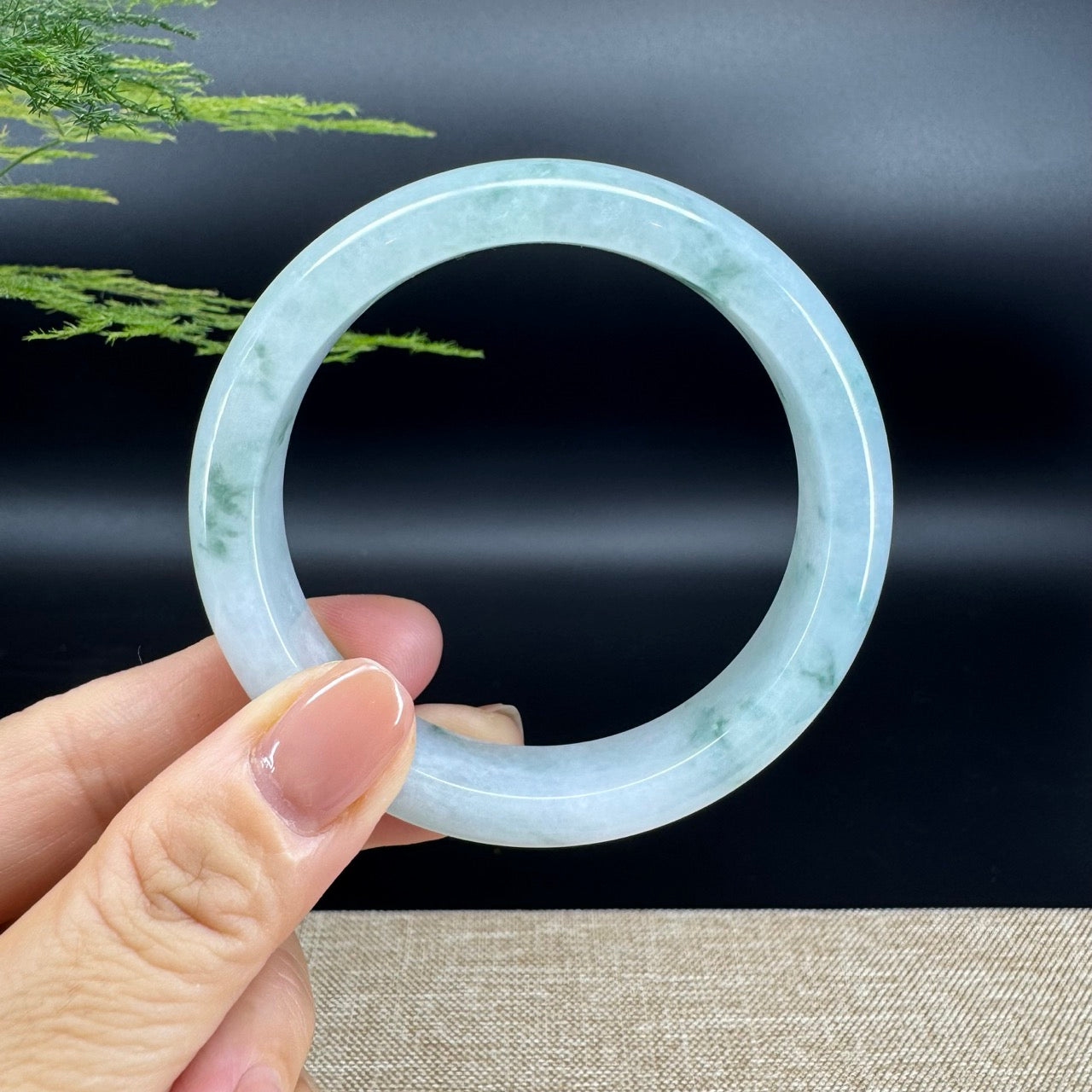 Genuine Burmese Icy Green Jade Jadeite Bangle Bracelet ( 58.8mm )