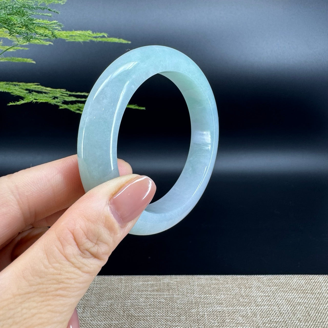 Genuine Burmese Icy Green Jade Jadeite Bangle Bracelet (55.8mm)