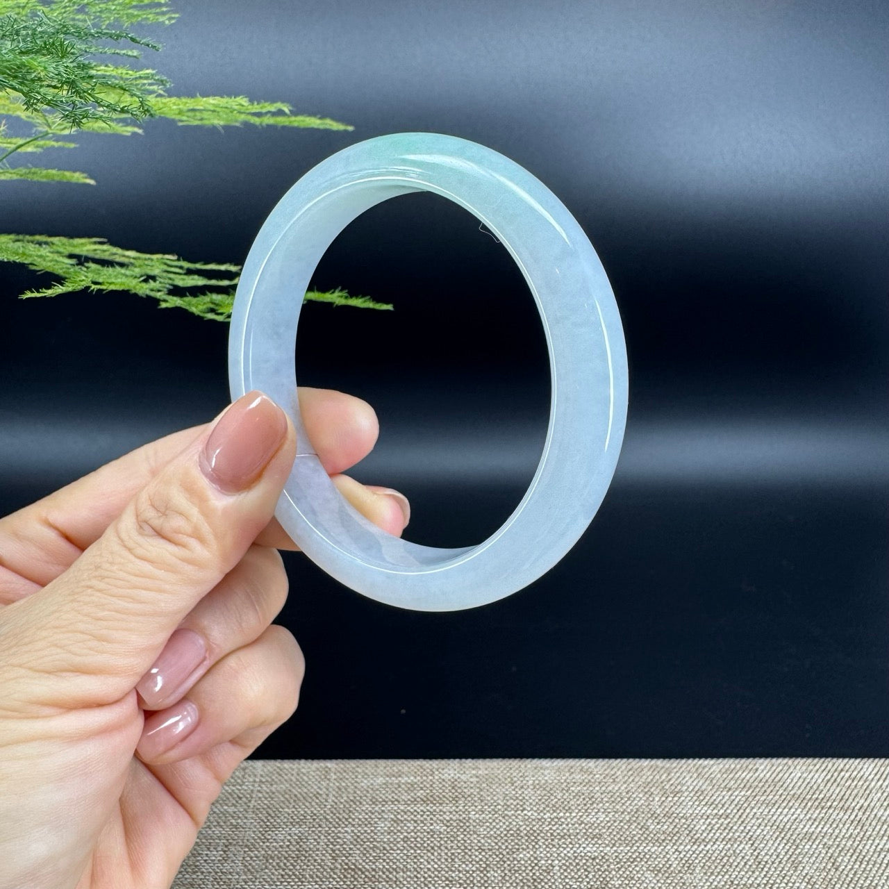 Genuine Burmese Icy Green Jade Jadeite Bangle Bracelet (58.4mm)