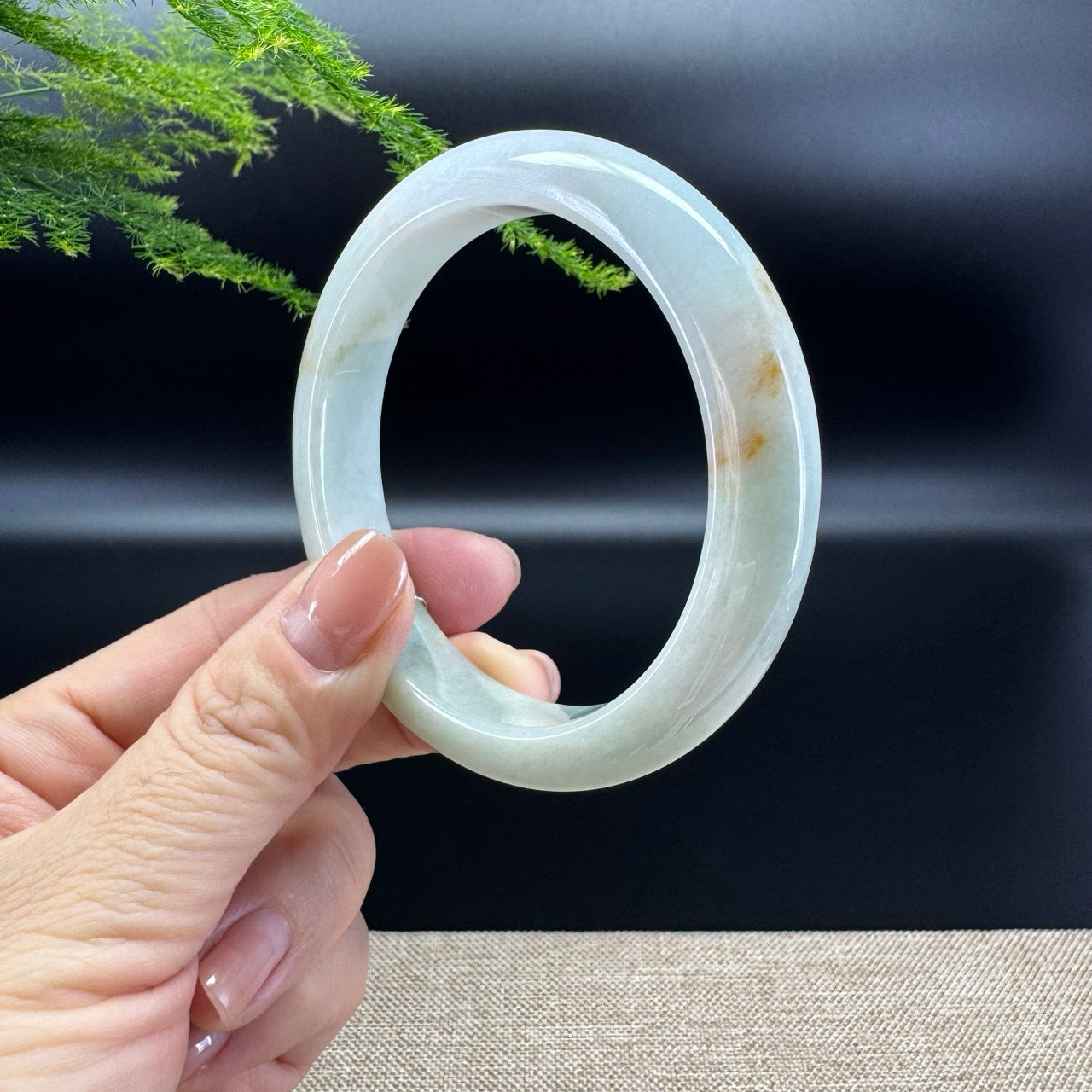 Genuine Burmese Yellow Green Jade Jadeite Bangle Bracelet ( 59.1mm )