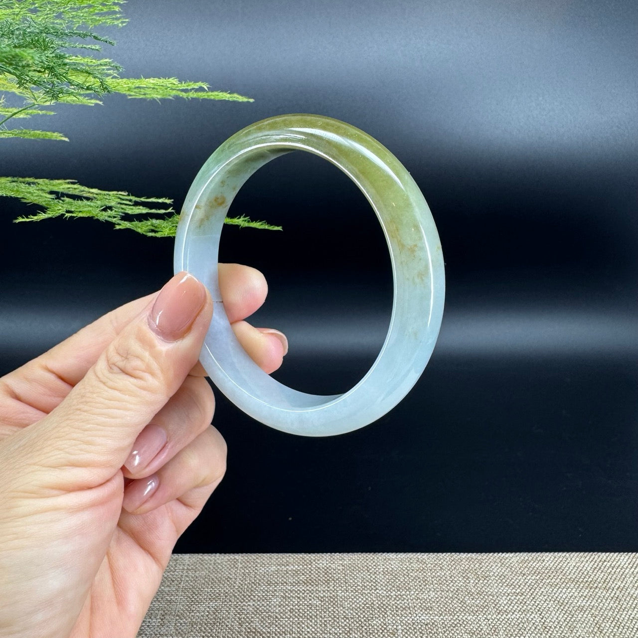 Genuine Burmese Yellow Green Jade Jadeite Bangle Bracelet ( 58.6mm )