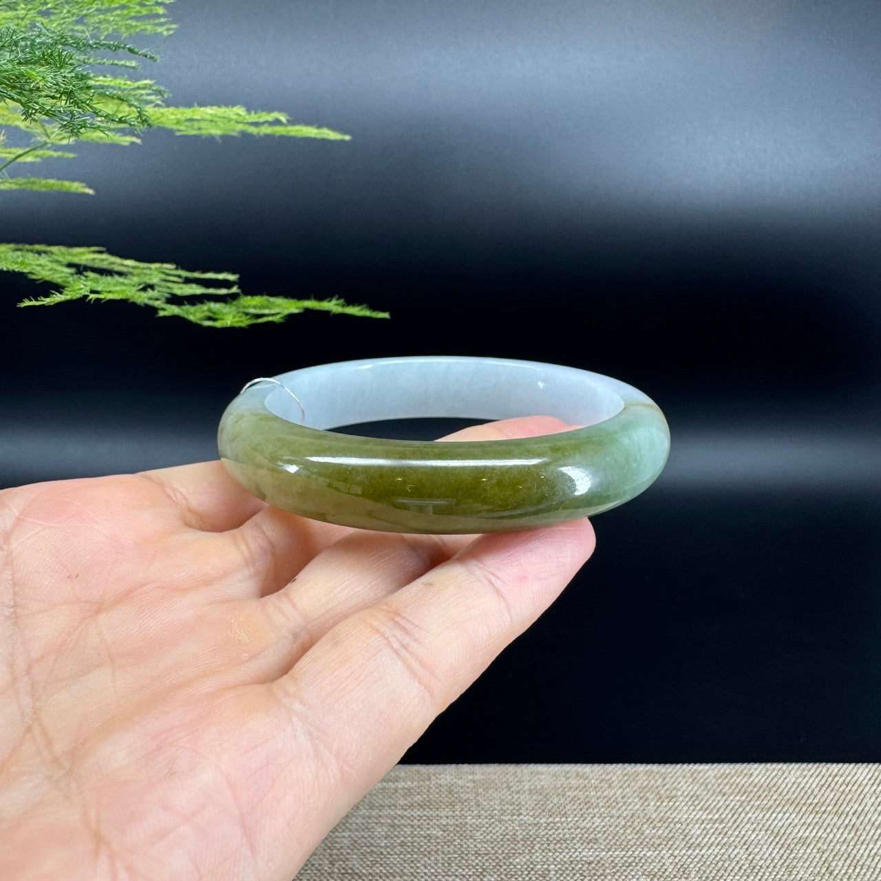 Genuine Burmese Yellow Green Jade Jadeite Bangle Bracelet ( 58.6mm )