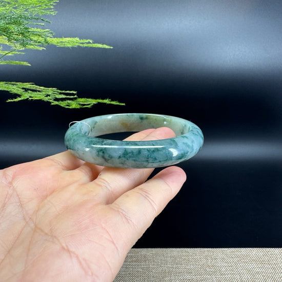 Genuine Burmese Blue Flower Jade Jadeite Bangle Bracelet ( 61.8mm )