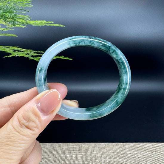 Genuine Burmese Blue Flower Jade Jadeite Bangle Bracelet ( 52.2mm*47 )
