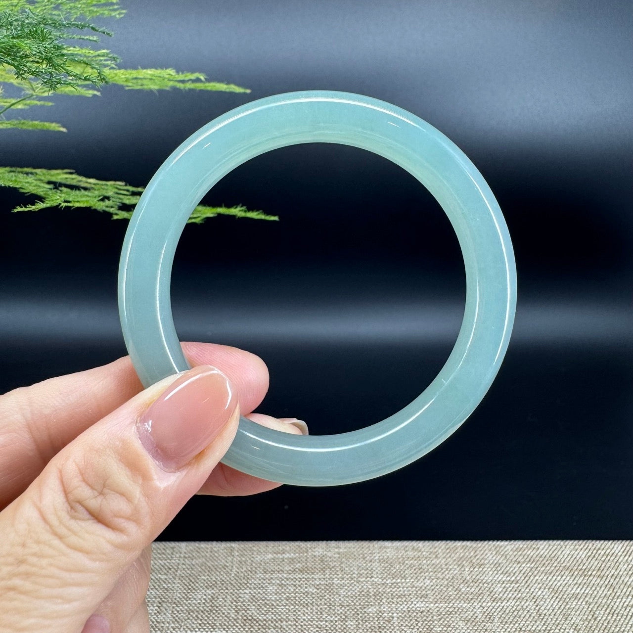 Genuine Burmese Icy Green Jade Jadeite Bangle Bracelet (53.1mm)