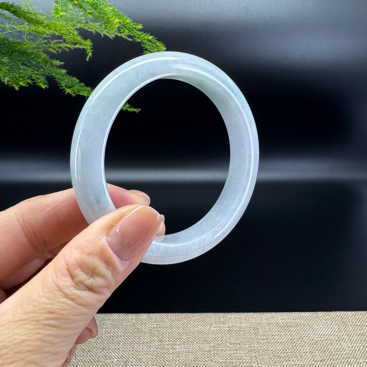 Genuine Burmese Lavender Green Jade Jadeite Bangle Bracelet ( 59.2mm )