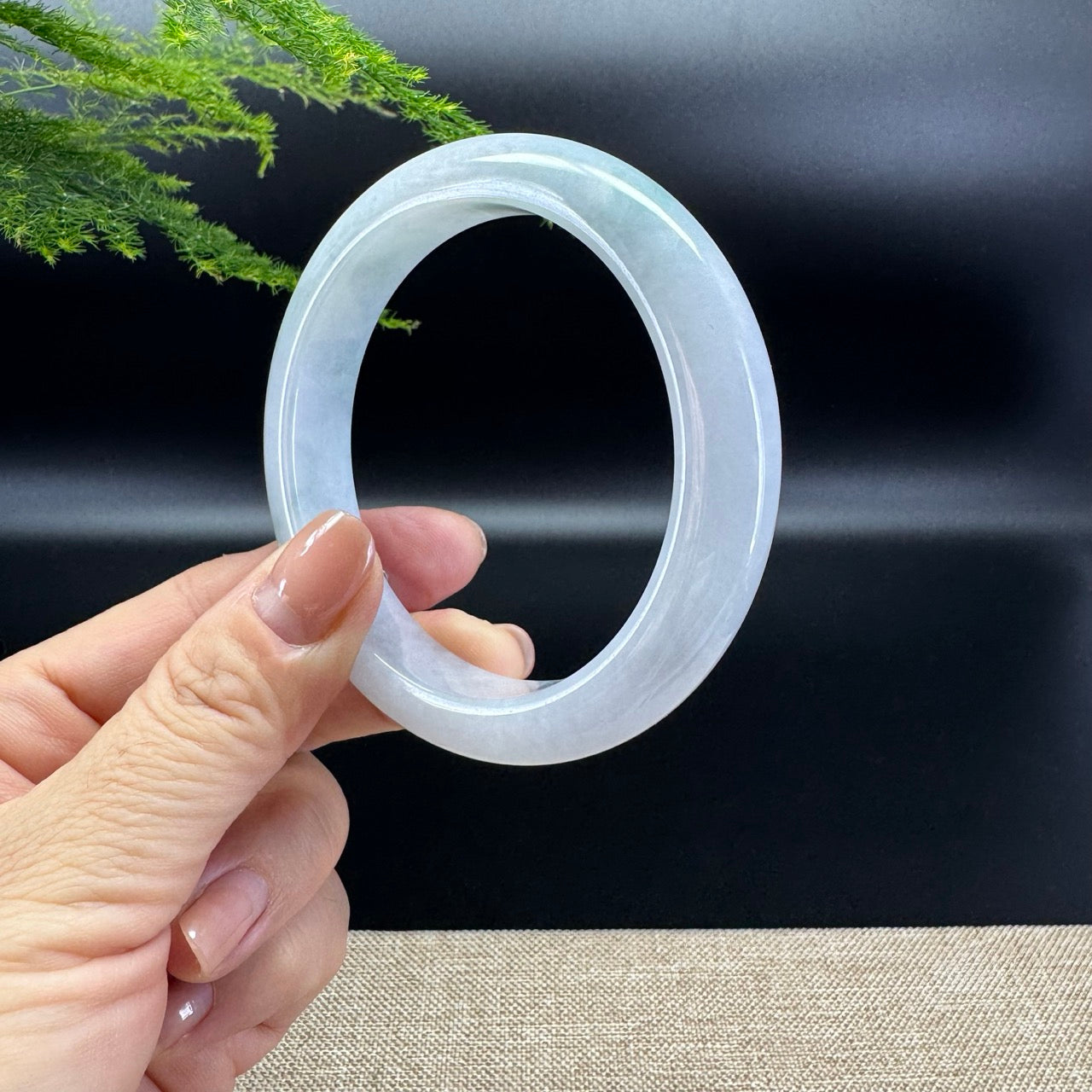 Genuine Burmese Lavender Green Jade Jadeite Bangle Bracelet ( 59.2mm )