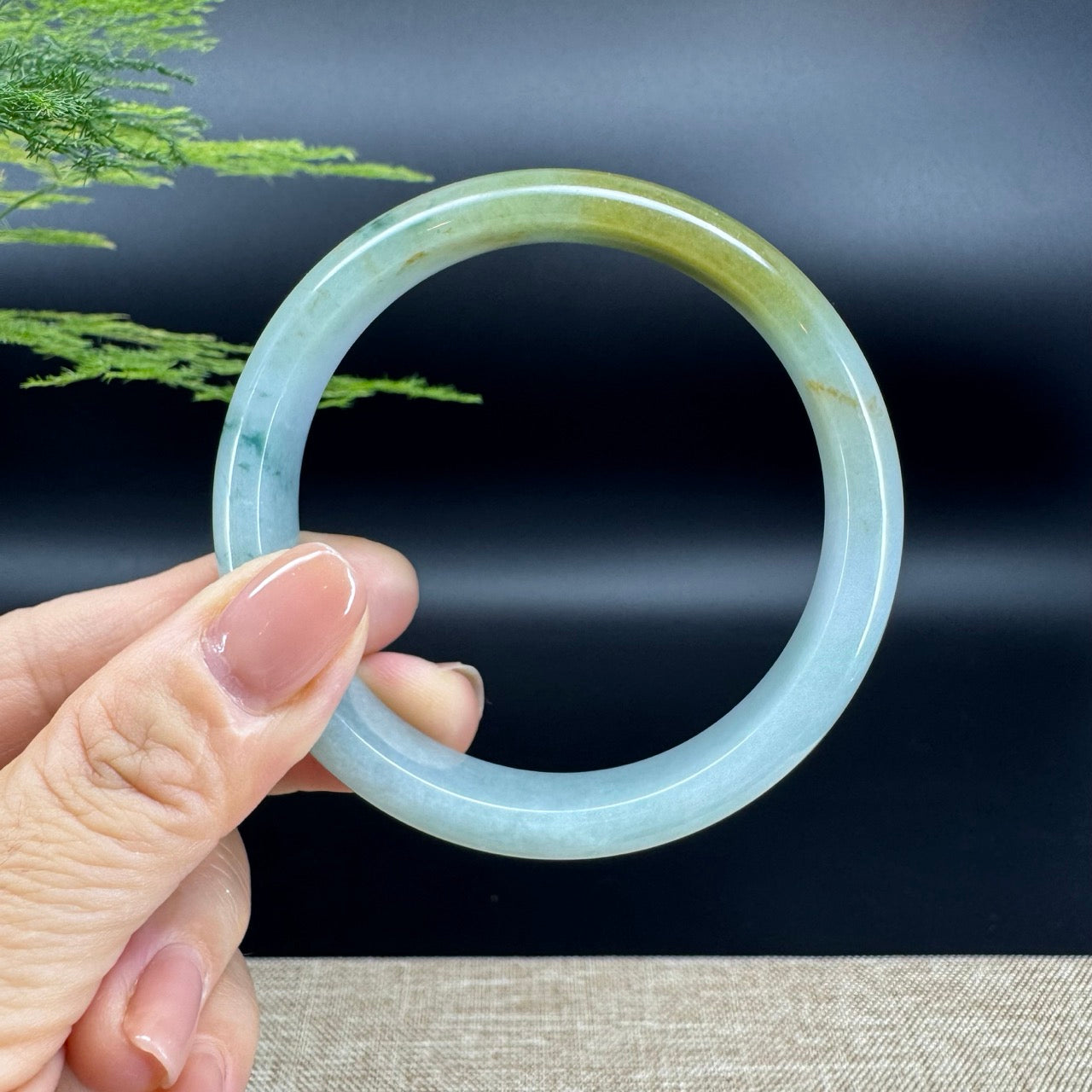 Genuine Burmese Blue Green Jade Jadeite Bangle Bracelet ( 59.3mm )