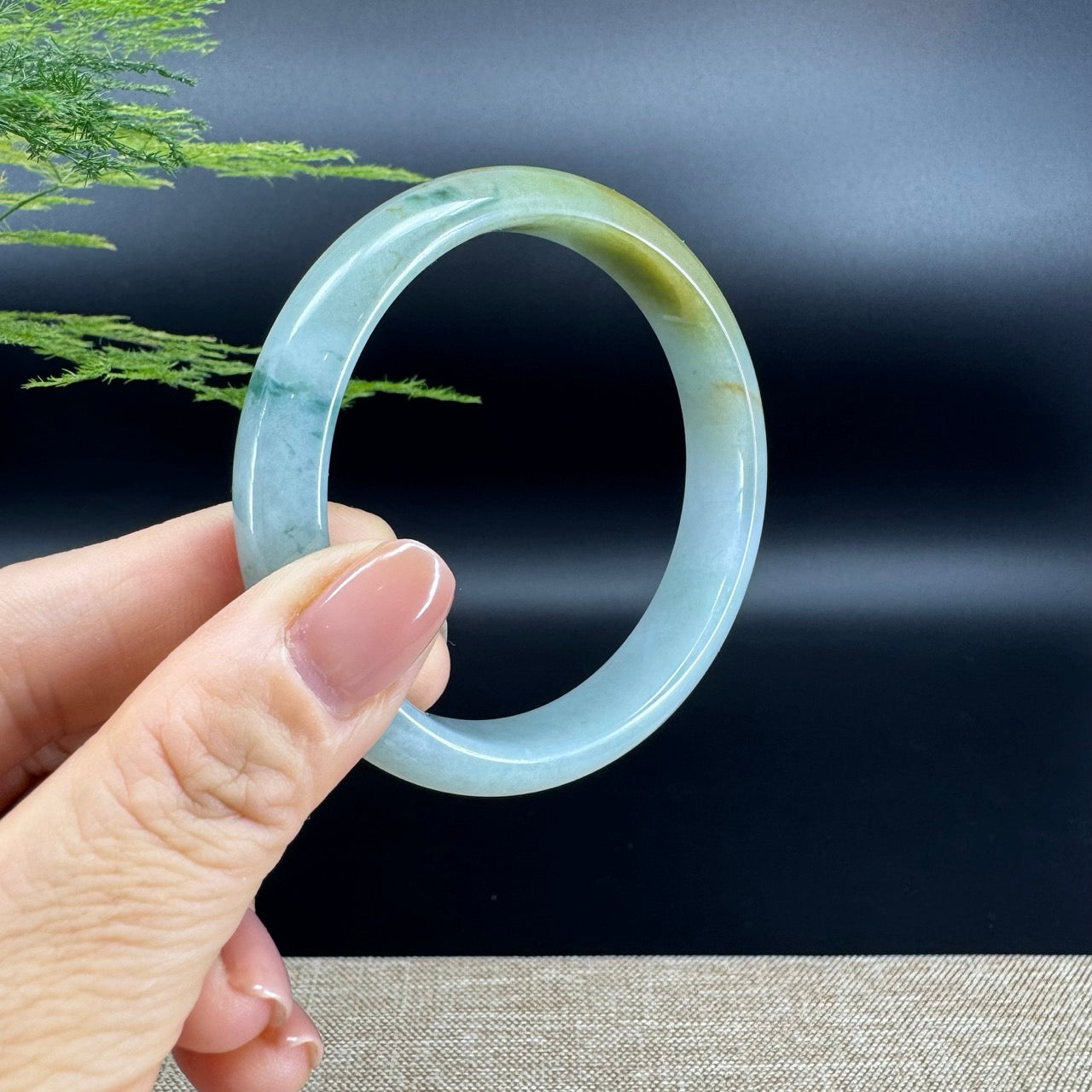 Genuine Burmese Blue Green Jade Jadeite Bangle Bracelet ( 59.3mm )