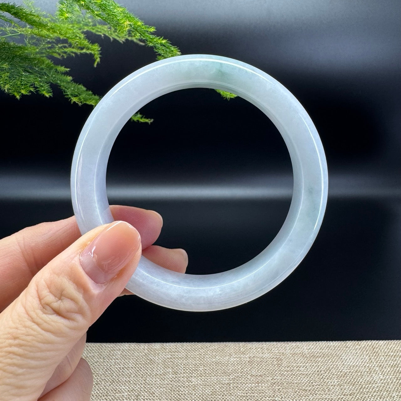 Genuine Burmese Lavender Green Jade Jadeite Bangle Bracelet ( 59.2mm )