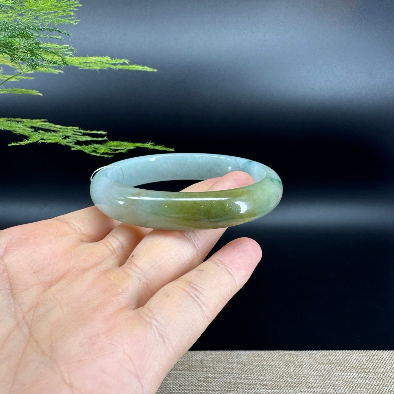 Genuine Burmese Blue Green Jade Jadeite Bangle Bracelet ( 59.3mm )