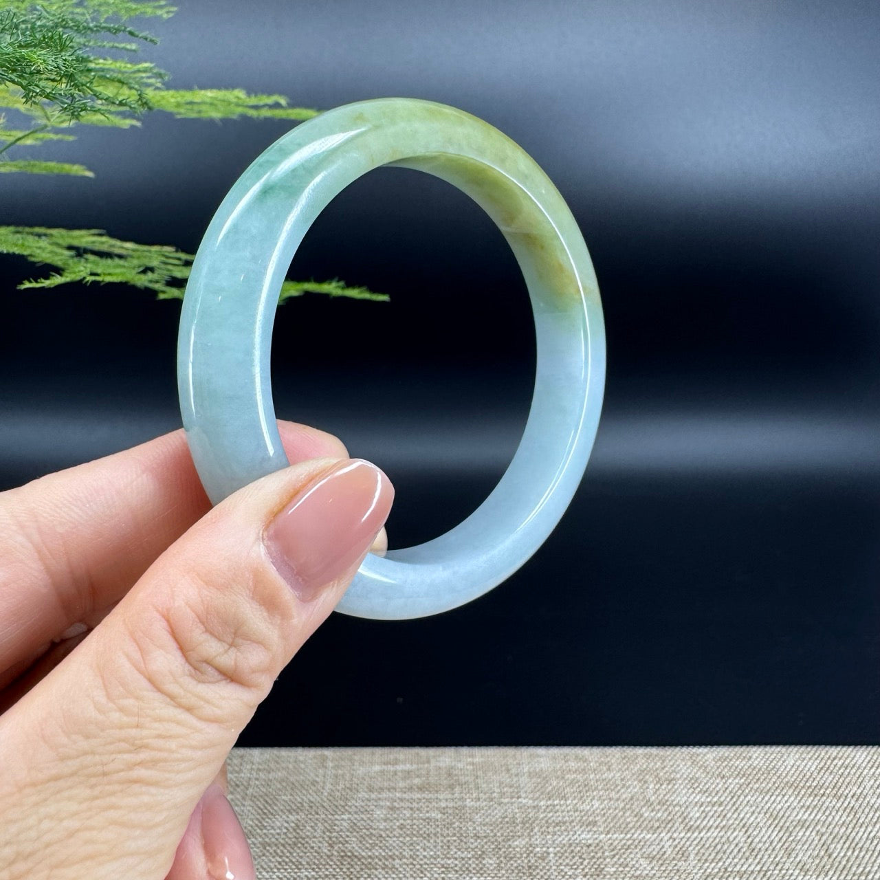 Genuine Burmese Yellow Green Jade Jadeite Bangle Bracelet ( 58.4mm )