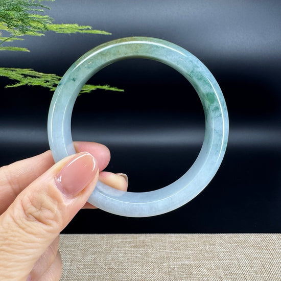 Genuine Burmese  Blue Green Jade Jadeite Bangle Bracelet ( 58.5mm )