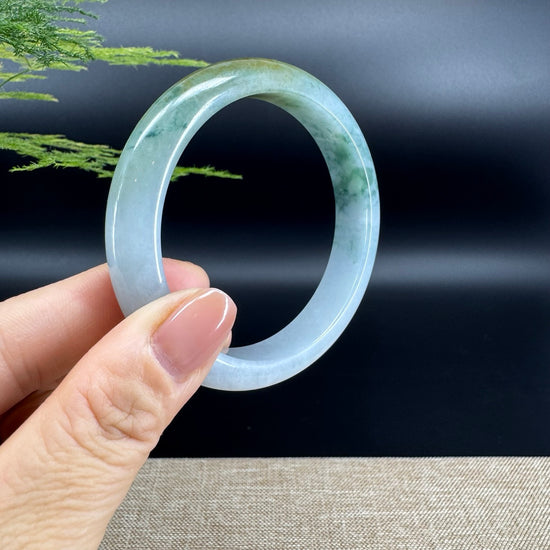 Genuine Burmese  Blue Green Jade Jadeite Bangle Bracelet ( 58.5mm )