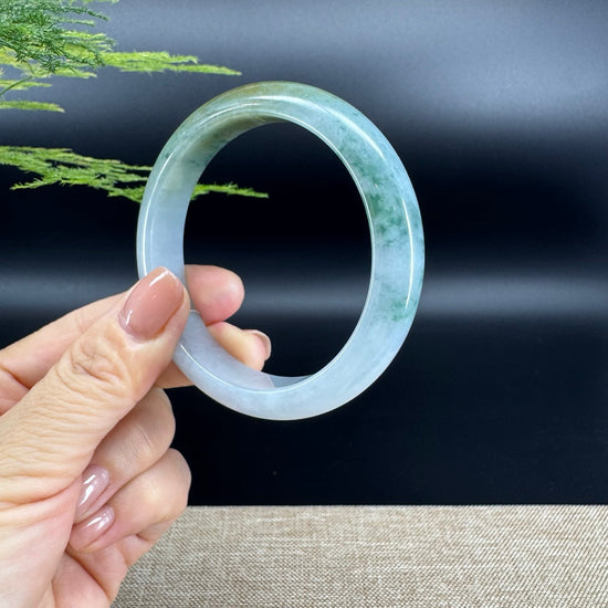 Genuine Burmese  Blue Green Jade Jadeite Bangle Bracelet ( 58.5mm )