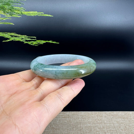 Genuine Burmese  Blue Green Jade Jadeite Bangle Bracelet ( 58.5mm )