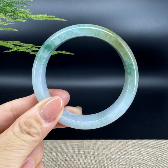 Genuine Burmese  Blue Green Jade Jadeite Bangle Bracelet ( 58.5mm )