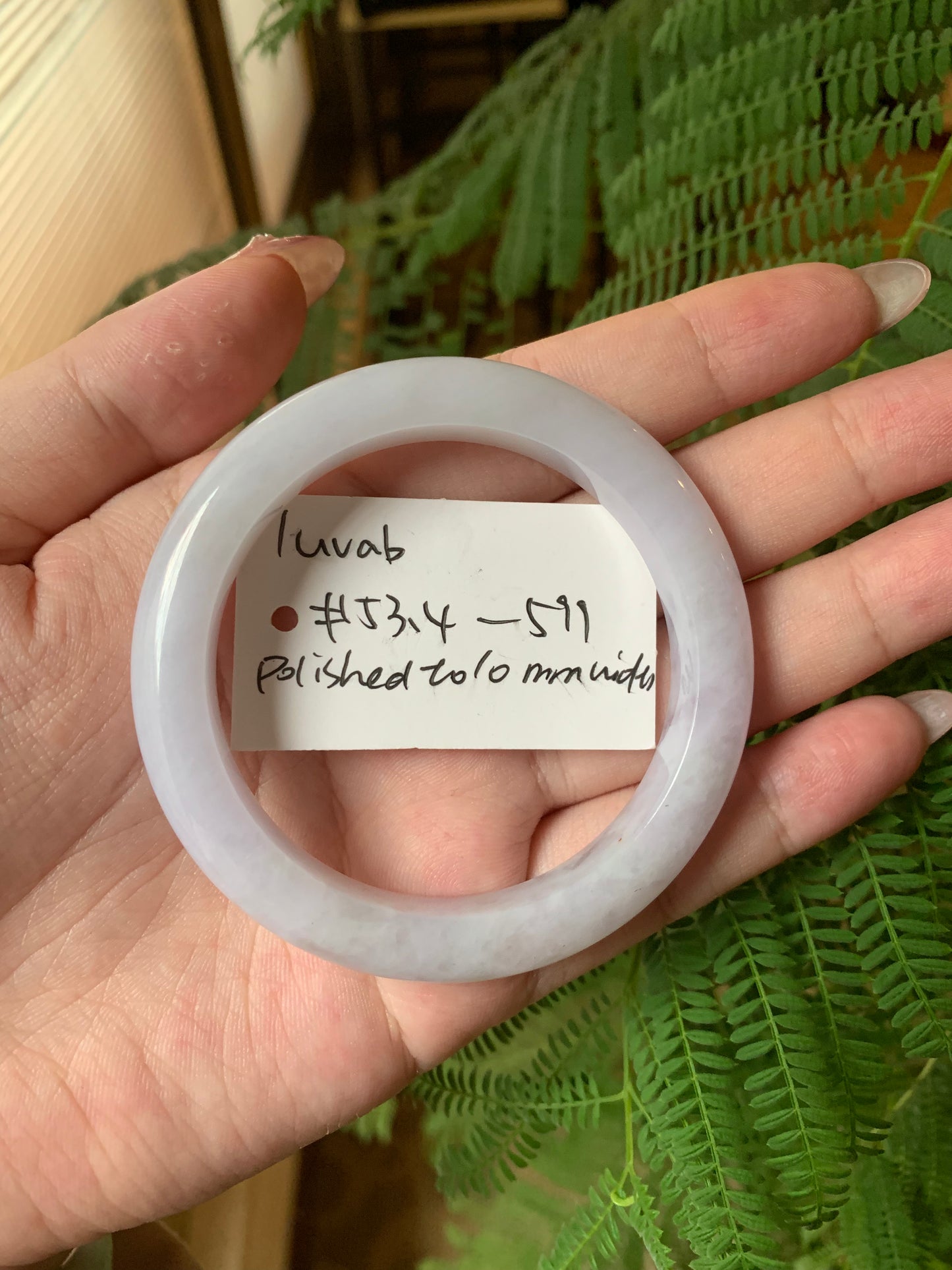 "Live" Natural Light Lavender Jadeite Jade Bangle (09/22/25)
