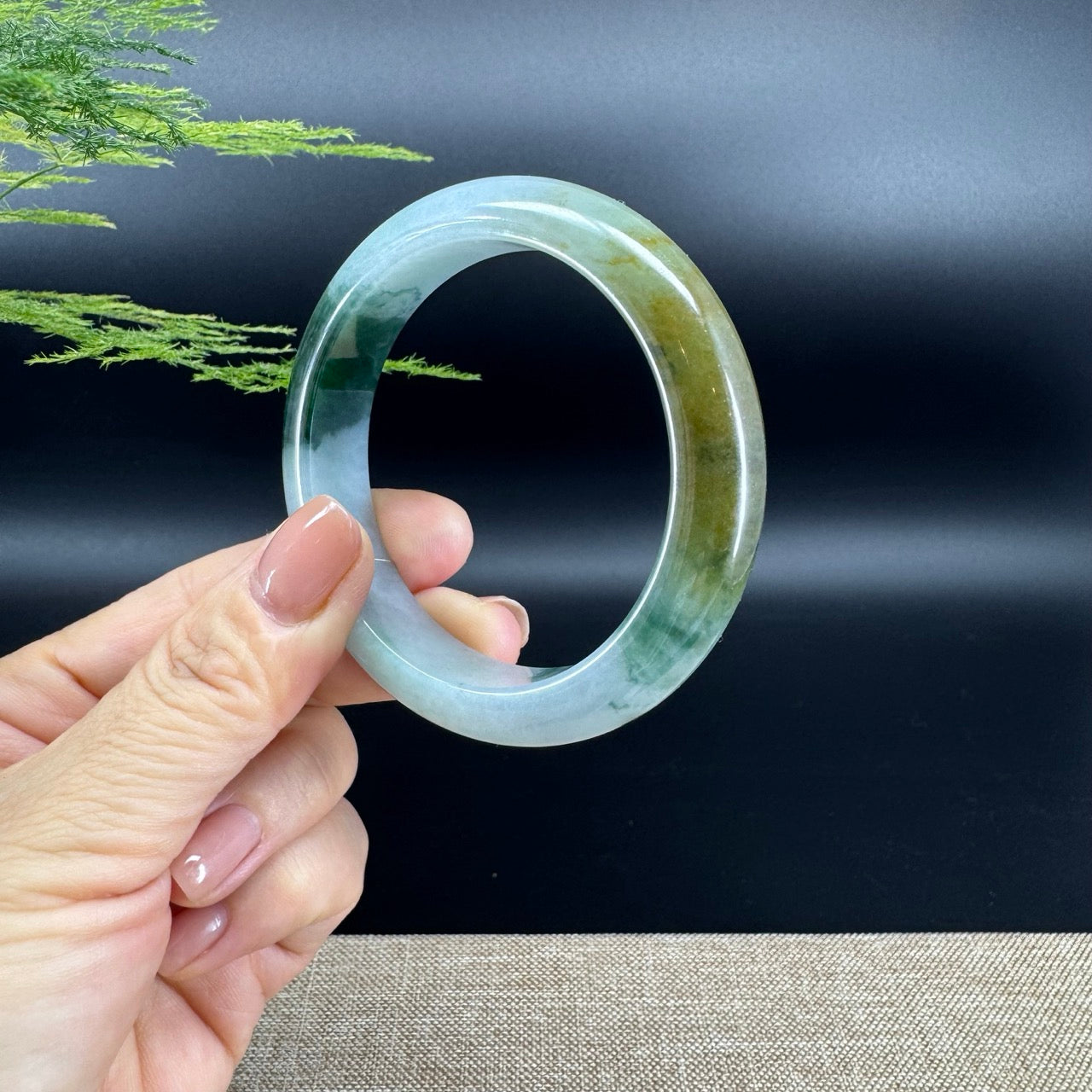 Genuine Burmese Blue Green Jade Jadeite Bangle Bracelet ( 55.1mm )