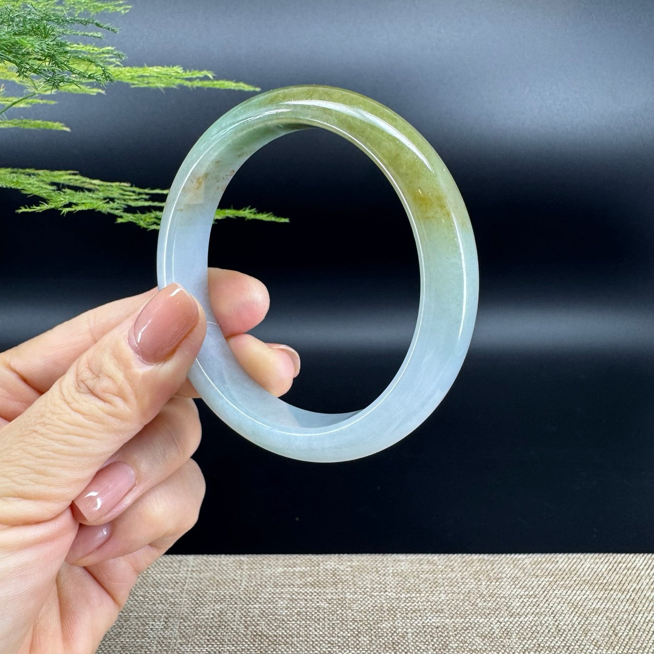 Genuine Burmese Yellow Green Jade Jadeite Bangle Bracelet ( 58.6mm )