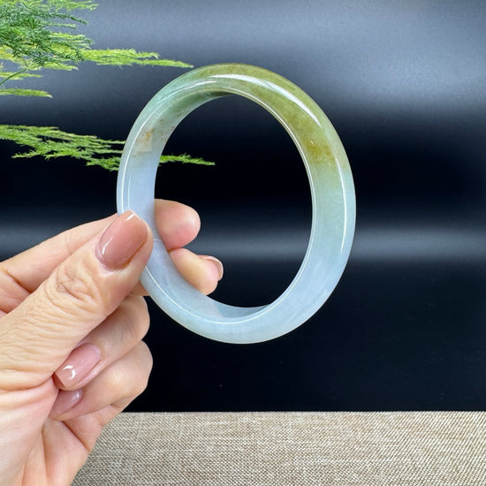 Genuine Burmese Yellow Green Jade Jadeite Bangle Bracelet ( 58.6mm )
