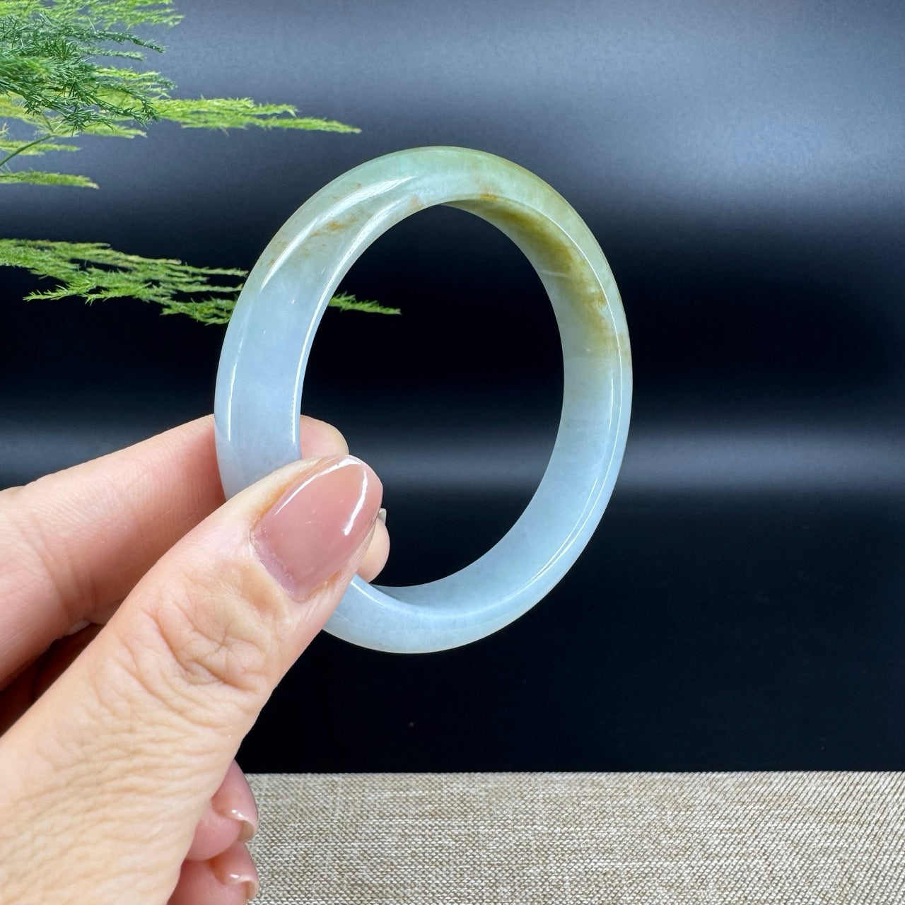 Genuine Burmese Yellow Green Jade Jadeite Bangle Bracelet ( 58.5mm )
