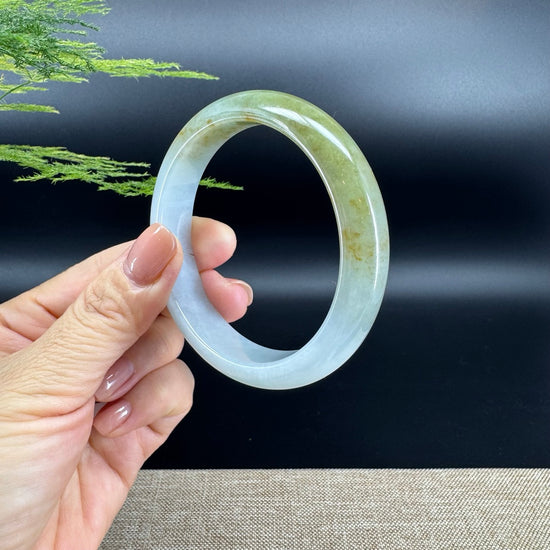 Genuine Burmese Yellow Green Jade Jadeite Bangle Bracelet ( 58.5mm )