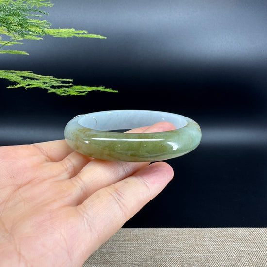 Genuine Burmese Yellow Green Jade Jadeite Bangle Bracelet ( 58.5mm )
