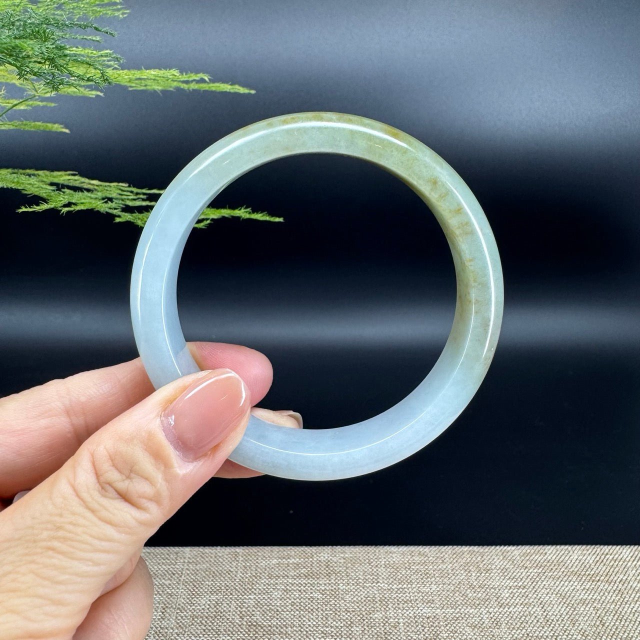 Genuine Burmese Yellow Green Jade Jadeite Bangle Bracelet ( 58.5mm )